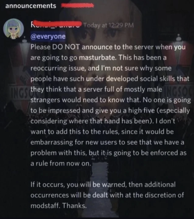 please do not announce to the server
