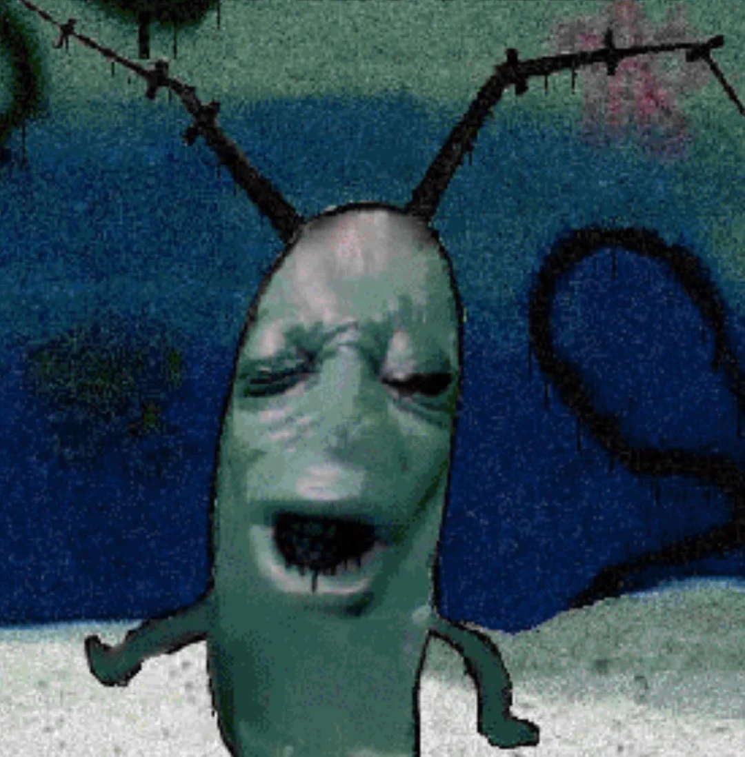 Cursed Plankton moaning meme